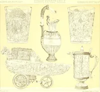 Picture 9 of 109 from Le costume historique. Cinq cents planches, trois cents en couleurs, or et argent, deux cents en camaieu. Types principaux du vêtement et de la parure, rapprochés de ceux de l'intérieur de l'habitation dans tous les temps et chez tous les peuples, avec de nombreux détails sur le mobilier, les armes, les objets usuels, les moyens de transport, etc (1888), leaf 40