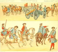 An illustration from Le costume historique. Cinq cents planches, trois cents en couleurs, or et argent, deux cents en camaieu. Types principaux du vêtement et de la parure, rapprochés de ceux de l'intérieur de l'habitation dans tous les temps et chez tous les peuples, avec de nombreux détails sur le mobilier, les armes, les objets usuels, les moyens de transport, etc (1888)
