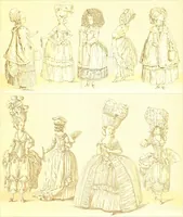 An illustration from Le costume historique. Cinq cents planches, trois cents en couleurs, or et argent, deux cents en camaieu. Types principaux du vêtement et de la parure, rapprochés de ceux de l'intérieur de l'habitation dans tous les temps et chez tous les peuples, avec de nombreux détails sur le mobilier, les armes, les objets usuels, les moyens de transport, etc (1888)