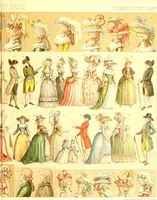 An illustration from Le costume historique. Cinq cents planches, trois cents en couleurs, or et argent, deux cents en camaieu. Types principaux du vêtement et de la parure, rapprochés de ceux de l'intérieur de l'habitation dans tous les temps et chez tous les peuples, avec de nombreux détails sur le mobilier, les armes, les objets usuels, les moyens de transport, etc (1888)