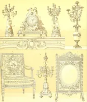 An illustration from Le costume historique. Cinq cents planches, trois cents en couleurs, or et argent, deux cents en camaieu. Types principaux du vêtement et de la parure, rapprochés de ceux de l'intérieur de l'habitation dans tous les temps et chez tous les peuples, avec de nombreux détails sur le mobilier, les armes, les objets usuels, les moyens de transport, etc (1888)