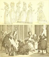 An illustration from Le costume historique. Cinq cents planches, trois cents en couleurs, or et argent, deux cents en camaieu. Types principaux du vêtement et de la parure, rapprochés de ceux de l'intérieur de l'habitation dans tous les temps et chez tous les peuples, avec de nombreux détails sur le mobilier, les armes, les objets usuels, les moyens de transport, etc (1888)