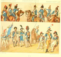 An illustration from Le costume historique. Cinq cents planches, trois cents en couleurs, or et argent, deux cents en camaieu. Types principaux du vêtement et de la parure, rapprochés de ceux de l'intérieur de l'habitation dans tous les temps et chez tous les peuples, avec de nombreux détails sur le mobilier, les armes, les objets usuels, les moyens de transport, etc (1888)