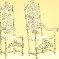 An illustration from Le costume historique. Cinq cents planches, trois cents en couleurs, or et argent, deux cents en camaieu. Types principaux du vêtement et de la parure, rapprochés de ceux de l'intérieur de l'habitation dans tous les temps et chez tous les peuples, avec de nombreux détails sur le mobilier, les armes, les objets usuels, les moyens de transport, etc (1888)