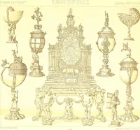 Picture 21 of 109 from Le costume historique. Cinq cents planches, trois cents en couleurs, or et argent, deux cents en camaieu. Types principaux du vêtement et de la parure, rapprochés de ceux de l'intérieur de l'habitation dans tous les temps et chez tous les peuples, avec de nombreux détails sur le mobilier, les armes, les objets usuels, les moyens de transport, etc (1888), leaf 74
