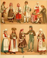 An illustration from Le costume historique. Cinq cents planches, trois cents en couleurs, or et argent, deux cents en camaieu. Types principaux du vêtement et de la parure, rapprochés de ceux de l'intérieur de l'habitation dans tous les temps et chez tous les peuples, avec de nombreux détails sur le mobilier, les armes, les objets usuels, les moyens de transport, etc (1888)