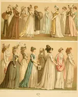 An illustration from Le costume historique. Cinq cents planches, trois cents en couleurs, or et argent, deux cents en camaieu. Types principaux du vêtement et de la parure, rapprochés de ceux de l'intérieur de l'habitation dans tous les temps et chez tous les peuples, avec de nombreux détails sur le mobilier, les armes, les objets usuels, les moyens de transport, etc (1888)