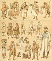 An illustration from Le costume historique. Cinq cents planches, trois cents en couleurs, or et argent, deux cents en camaieu. Types principaux du vêtement et de la parure, rapprochés de ceux de l'intérieur de l'habitation dans tous les temps et chez tous les peuples, avec de nombreux détails sur le mobilier, les armes, les objets usuels, les moyens de transport, etc (1888)