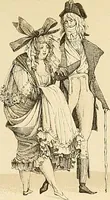An illustration from Le costume historique. Cinq cents planches, trois cents en couleurs, or et argent, deux cents en camaieu. Types principaux du vêtement et de la parure, rapprochés de ceux de l'intérieur de l'habitation dans tous les temps et chez tous les peuples, avec de nombreux détails sur le mobilier, les armes, les objets usuels, les moyens de transport, etc (1888)