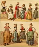 An illustration from Le costume historique. Cinq cents planches, trois cents en couleurs, or et argent, deux cents en camaieu. Types principaux du vêtement et de la parure, rapprochés de ceux de l'intérieur de l'habitation dans tous les temps et chez tous les peuples, avec de nombreux détails sur le mobilier, les armes, les objets usuels, les moyens de transport, etc (1888)