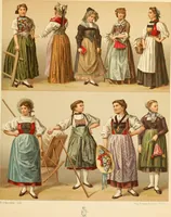 An illustration from Le costume historique. Cinq cents planches, trois cents en couleurs, or et argent, deux cents en camaieu. Types principaux du vêtement et de la parure, rapprochés de ceux de l'intérieur de l'habitation dans tous les temps et chez tous les peuples, avec de nombreux détails sur le mobilier, les armes, les objets usuels, les moyens de transport, etc (1888)