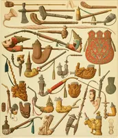 Picture 43 of 109 from Le costume historique. Cinq cents planches, trois cents en couleurs, or et argent, deux cents en camaieu. Types principaux du vêtement et de la parure, rapprochés de ceux de l'intérieur de l'habitation dans tous les temps et chez tous les peuples, avec de nombreux détails sur le mobilier, les armes, les objets usuels, les moyens de transport, etc (1888), leaf 240