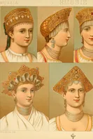 An illustration from Le costume historique. Cinq cents planches, trois cents en couleurs, or et argent, deux cents en camaieu. Types principaux du vêtement et de la parure, rapprochés de ceux de l'intérieur de l'habitation dans tous les temps et chez tous les peuples, avec de nombreux détails sur le mobilier, les armes, les objets usuels, les moyens de transport, etc (1888)