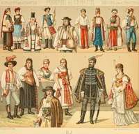 Picture 66 of 109 from Le costume historique. Cinq cents planches, trois cents en couleurs, or et argent, deux cents en camaieu. Types principaux du vêtement et de la parure, rapprochés de ceux de l'intérieur de l'habitation dans tous les temps et chez tous les peuples, avec de nombreux détails sur le mobilier, les armes, les objets usuels, les moyens de transport, etc (1888), leaf 344