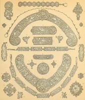 An illustration from Le costume historique. Cinq cents planches, trois cents en couleurs, or et argent, deux cents en camaieu. Types principaux du vêtement et de la parure, rapprochés de ceux de l'intérieur de l'habitation dans tous les temps et chez tous les peuples, avec de nombreux détails sur le mobilier, les armes, les objets usuels, les moyens de transport, etc (1888)