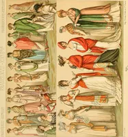 An illustration from Le costume historique. Cinq cents planches, trois cents en couleurs, or et argent, deux cents en camaieu. Types principaux du vêtement et de la parure, rapprochés de ceux de l'intérieur de l'habitation dans tous les temps et chez tous les peuples, avec de nombreux détails sur le mobilier, les armes, les objets usuels, les moyens de transport, etc (1888)
