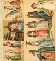 An illustration from Le costume historique. Cinq cents planches, trois cents en couleurs, or et argent, deux cents en camaieu. Types principaux du vêtement et de la parure, rapprochés de ceux de l'intérieur de l'habitation dans tous les temps et chez tous les peuples, avec de nombreux détails sur le mobilier, les armes, les objets usuels, les moyens de transport, etc (1888)