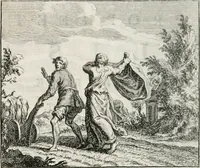 An illustration from Leerzaame zinnebeelden, en Bybel-stoffen : bestaande in Het leven van den propheet Elisa, Moses aanspraak aan Israël, en De verheugde Zacharias (1756)