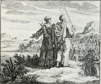 An illustration from Leerzaame zinnebeelden, en Bybel-stoffen : bestaande in Het leven van den propheet Elisa, Moses aanspraak aan Israël, en De verheugde Zacharias (1756)