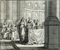 An illustration from Leerzaame zinnebeelden, en Bybel-stoffen : bestaande in Het leven van den propheet Elisa, Moses aanspraak aan Israël, en De verheugde Zacharias (1756)