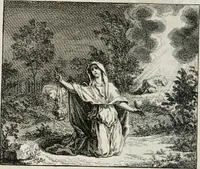 An illustration from Leerzaame zinnebeelden, en Bybel-stoffen : bestaande in Het leven van den propheet Elisa, Moses aanspraak aan Israël, en De verheugde Zacharias (1756)