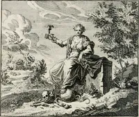 An illustration from Leerzaame zinnebeelden, en Bybel-stoffen : bestaande in Het leven van den propheet Elisa, Moses aanspraak aan Israël, en De verheugde Zacharias (1756)