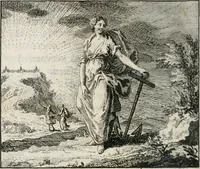 An illustration from Leerzaame zinnebeelden, en Bybel-stoffen : bestaande in Het leven van den propheet Elisa, Moses aanspraak aan Israël, en De verheugde Zacharias (1756)