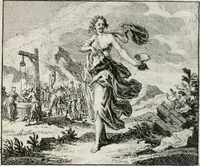 An illustration from Leerzaame zinnebeelden, en Bybel-stoffen : bestaande in Het leven van den propheet Elisa, Moses aanspraak aan Israël, en De verheugde Zacharias (1756)