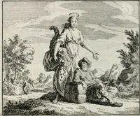 An illustration from Leerzaame zinnebeelden, en Bybel-stoffen : bestaande in Het leven van den propheet Elisa, Moses aanspraak aan Israël, en De verheugde Zacharias (1756)