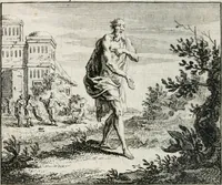 An illustration from Leerzaame zinnebeelden, en Bybel-stoffen : bestaande in Het leven van den propheet Elisa, Moses aanspraak aan Israël, en De verheugde Zacharias (1756)