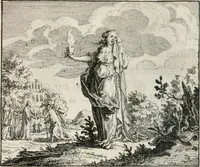 An illustration from Leerzaame zinnebeelden, en Bybel-stoffen : bestaande in Het leven van den propheet Elisa, Moses aanspraak aan Israël, en De verheugde Zacharias (1756)