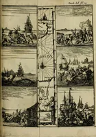 An illustration from Leeven en daden der doorluchtighste zee-helden en ontdeckers van landen deser eeuwen : beginnende met Christoffel Colombus, vinder van de nieuwe wereldt, en eyndigende met den roemruchtigen admirael M.A. de Ruyter, Ridd. &c. : vertoonende veel vreemde voorvallen, dappere verrichtingen, stoutmoedige bestieringen, en swaere zee-slagen, &c. : naeukeurigh, uyt veele geloofwaerdige schriften, en authentijcke stucken, by een gebracht, en beschreven (1676)
