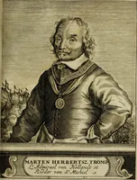 An illustration from Leeven en daden der doorluchtighste zee-helden en ontdeckers van landen deser eeuwen : beginnende met Christoffel Colombus, vinder van de nieuwe wereldt, en eyndigende met den roemruchtigen admirael M.A. de Ruyter, Ridd. &c. : vertoonende veel vreemde voorvallen, dappere verrichtingen, stoutmoedige bestieringen, en swaere zee-slagen, &c. : naeukeurigh, uyt veele geloofwaerdige schriften, en authentijcke stucken, by een gebracht, en beschreven (1676)