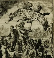 Picture 3 of 54 from Leeven en daden der doorluchtighste zee-helden en ontdeckers van landen deser eeuwen : beginnende met Christoffel Colombus, vinder van de nieuwe wereldt, en eyndigende met den roemruchtigen admirael M.A. de Ruyter, Ridd. &c. : vertoonende veel vreemde voorvallen, dappere verrichtingen, stoutmoedige bestieringen, en swaere zee-slagen, &c. : naeukeurigh, uyt veele geloofwaerdige schriften, en authentijcke stucken, by een gebracht, en beschreven (1676), leaf 8