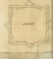 An illustration from Le fortificationi di Buonaiuto Lorini, nobile fiorentino ... : con l'aggiunta del sesto libro doue si mostra, con la scienza e con la pratica, l'ordine di fortificare le città & altri luoghi, con tutti gli auuertimenti, che più possono apportar benficio per la sicurtà delle fortezze .. (1609)