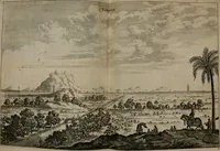 An illustration from Legatio batavica ad magnum Tartariæ chamum Sungteium, modernum Sinæ imperatorem. Historiarum narratione, quæ legatis in provinciis Quantung, Kiangsi, Nanking, Xantung, Peking, & aula imperatoriâ ab anno 1665 ad annum 1657 obtigerunt, ut & ardua Sinensium in bello tartarico fortunâ, provinciarum accurata geographia, urbium delineatione, nec non artis & naturæ miraculis ex animalium, vegetabilium, mineralium genere per centum & quinquaginta æneas figuras passim illustrata & conscripta vernacule (1668)