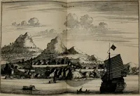 An illustration from Legatio batavica ad magnum Tartariæ chamum Sungteium, modernum Sinæ imperatorem. Historiarum narratione, quæ legatis in provinciis Quantung, Kiangsi, Nanking, Xantung, Peking, & aula imperatoriâ ab anno 1665 ad annum 1657 obtigerunt, ut & ardua Sinensium in bello tartarico fortunâ, provinciarum accurata geographia, urbium delineatione, nec non artis & naturæ miraculis ex animalium, vegetabilium, mineralium genere per centum & quinquaginta æneas figuras passim illustrata & conscripta vernacule (1668)