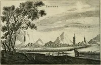 An illustration from Legatio batavica ad magnum Tartariæ chamum Sungteium, modernum Sinæ imperatorem. Historiarum narratione, quæ legatis in provinciis Quantung, Kiangsi, Nanking, Xantung, Peking, & aula imperatoriâ ab anno 1665 ad annum 1657 obtigerunt, ut & ardua Sinensium in bello tartarico fortunâ, provinciarum accurata geographia, urbium delineatione, nec non artis & naturæ miraculis ex animalium, vegetabilium, mineralium genere per centum & quinquaginta æneas figuras passim illustrata & conscripta vernacule (1668)