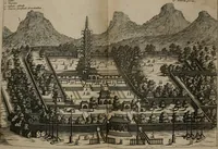 An illustration from Legatio batavica ad magnum Tartariæ chamum Sungteium, modernum Sinæ imperatorem. Historiarum narratione, quæ legatis in provinciis Quantung, Kiangsi, Nanking, Xantung, Peking, & aula imperatoriâ ab anno 1665 ad annum 1657 obtigerunt, ut & ardua Sinensium in bello tartarico fortunâ, provinciarum accurata geographia, urbium delineatione, nec non artis & naturæ miraculis ex animalium, vegetabilium, mineralium genere per centum & quinquaginta æneas figuras passim illustrata & conscripta vernacule (1668)