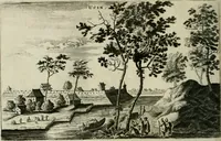 An illustration from Legatio batavica ad magnum Tartariæ chamum Sungteium, modernum Sinæ imperatorem. Historiarum narratione, quæ legatis in provinciis Quantung, Kiangsi, Nanking, Xantung, Peking, & aula imperatoriâ ab anno 1665 ad annum 1657 obtigerunt, ut & ardua Sinensium in bello tartarico fortunâ, provinciarum accurata geographia, urbium delineatione, nec non artis & naturæ miraculis ex animalium, vegetabilium, mineralium genere per centum & quinquaginta æneas figuras passim illustrata & conscripta vernacule (1668)