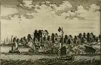 An illustration from Legatio batavica ad magnum Tartariæ chamum Sungteium, modernum Sinæ imperatorem. Historiarum narratione, quæ legatis in provinciis Quantung, Kiangsi, Nanking, Xantung, Peking, & aula imperatoriâ ab anno 1665 ad annum 1657 obtigerunt, ut & ardua Sinensium in bello tartarico fortunâ, provinciarum accurata geographia, urbium delineatione, nec non artis & naturæ miraculis ex animalium, vegetabilium, mineralium genere per centum & quinquaginta æneas figuras passim illustrata & conscripta vernacule (1668)