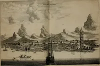 An illustration from Legatio batavica ad magnum Tartariæ chamum Sungteium, modernum Sinæ imperatorem. Historiarum narratione, quæ legatis in provinciis Quantung, Kiangsi, Nanking, Xantung, Peking, & aula imperatoriâ ab anno 1665 ad annum 1657 obtigerunt, ut & ardua Sinensium in bello tartarico fortunâ, provinciarum accurata geographia, urbium delineatione, nec non artis & naturæ miraculis ex animalium, vegetabilium, mineralium genere per centum & quinquaginta æneas figuras passim illustrata & conscripta vernacule (1668)