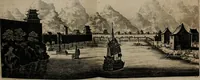 An illustration from Legatio batavica ad magnum Tartariæ chamum Sungteium, modernum Sinæ imperatorem. Historiarum narratione, quæ legatis in provinciis Quantung, Kiangsi, Nanking, Xantung, Peking, & aula imperatoriâ ab anno 1665 ad annum 1657 obtigerunt, ut & ardua Sinensium in bello tartarico fortunâ, provinciarum accurata geographia, urbium delineatione, nec non artis & naturæ miraculis ex animalium, vegetabilium, mineralium genere per centum & quinquaginta æneas figuras passim illustrata & conscripta vernacule (1668)