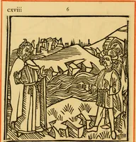 An illustration from The legendary history of the cross : a series of sixty-four woodcuts from a Dutch book published by Veldener, A.D. 1483 ; with an introduction written and illustrated by John Ashton ; preface by S. Baring Gould (1887)
