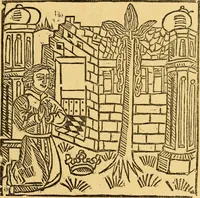 An illustration from The legendary history of the cross : a series of sixty-four woodcuts from a Dutch book published by Veldener, A.D. 1483 ; with an introduction written and illustrated by John Ashton ; preface by S. Baring Gould (1887)