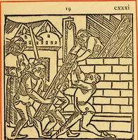 An illustration from The legendary history of the cross : a series of sixty-four woodcuts from a Dutch book published by Veldener, A.D. 1483 ; with an introduction written and illustrated by John Ashton ; preface by S. Baring Gould (1887)