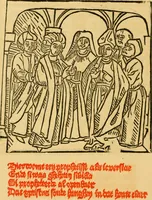 An illustration from The legendary history of the cross : a series of sixty-four woodcuts from a Dutch book published by Veldener, A.D. 1483 ; with an introduction written and illustrated by John Ashton ; preface by S. Baring Gould (1887)