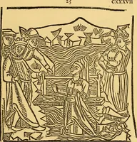 An illustration from The legendary history of the cross : a series of sixty-four woodcuts from a Dutch book published by Veldener, A.D. 1483 ; with an introduction written and illustrated by John Ashton ; preface by S. Baring Gould (1887)