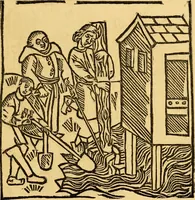 An illustration from The legendary history of the cross : a series of sixty-four woodcuts from a Dutch book published by Veldener, A.D. 1483 ; with an introduction written and illustrated by John Ashton ; preface by S. Baring Gould (1887)
