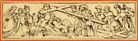 An illustration from The legendary history of the cross : a series of sixty-four woodcuts from a Dutch book published by Veldener, A.D. 1483 ; with an introduction written and illustrated by John Ashton ; preface by S. Baring Gould (1887)